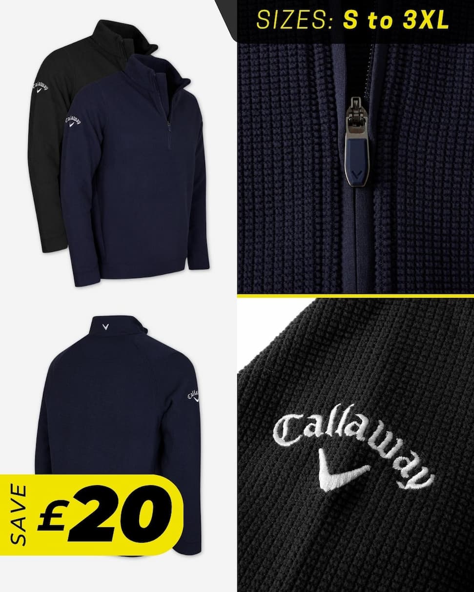 Callaway Golf Mens Long Sleeve Waffle 1/4 Zip Thermal SwingTech Sweater
