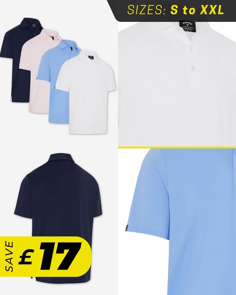 Callaway Mens Premium Solid Cooling Swing Tech Golf Polo Shirt