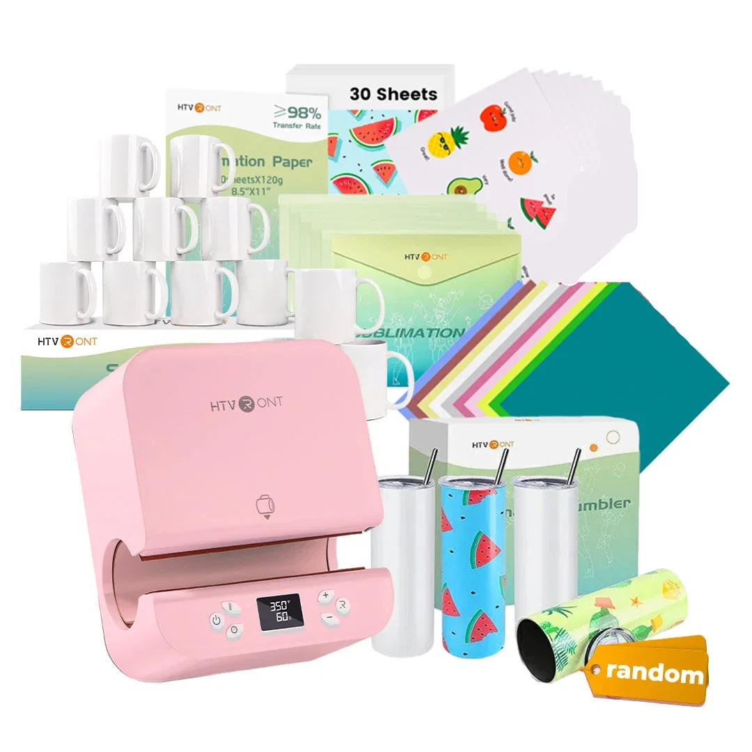 HTVRONT Auto Tumbler Heat Press 120V - New Customers Kit / Pink