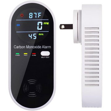 2-Pack 3-in-1 Carbon Monoxide Detector - Plug in Wall with Temperature & Humidity Display