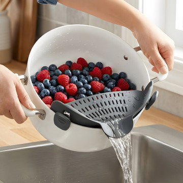 2 Pack Space & Home Snap & Pour Clip-On Strainer