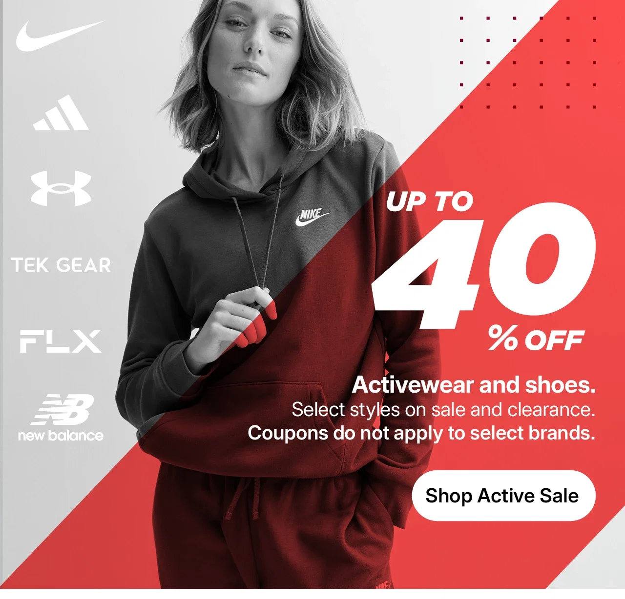 up to 40% off activewear and shoes