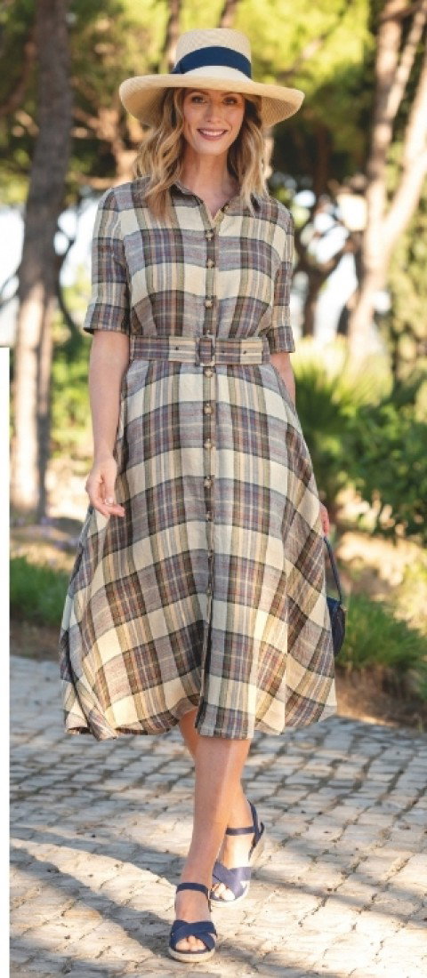 Ladies House of Bruar Irish Linen Horn Button Dress