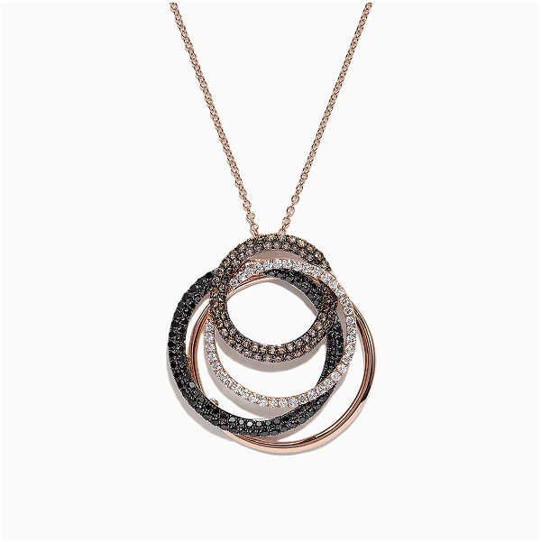 14K Rose Gold Espresso, Black & White Diamond Pendant, 1.65 TCW