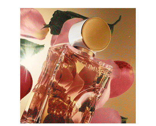 Behind the Spark | Glimmer is an amber floral fragrance with a gourmand twist. Includes notes of Macaron Rose Accord, Amber Embrace Accord and Shimmering Patchouli.