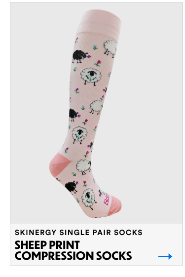 Skinergy Single Pair Socks | Black and White Sheep Print Compression Socks | Shop Now