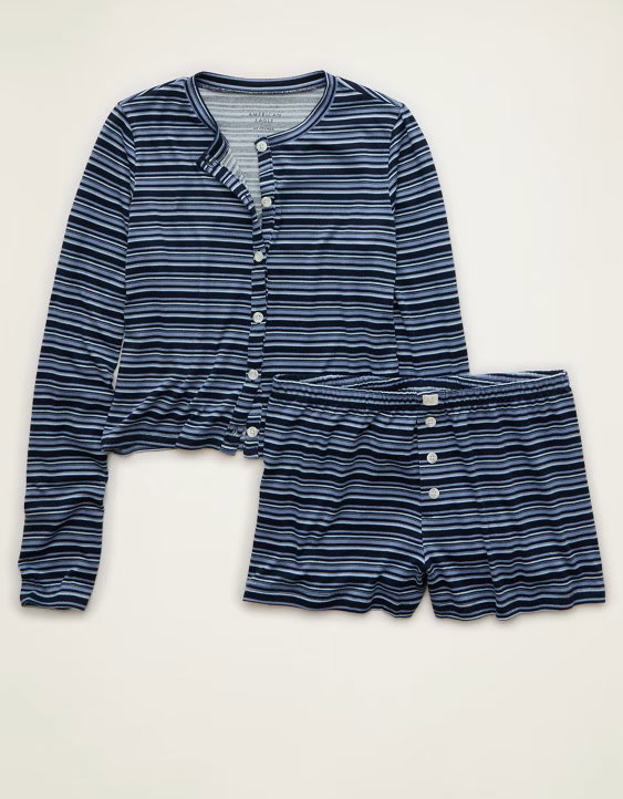 AE Luxe Plush Cardigan & Short PJ Set