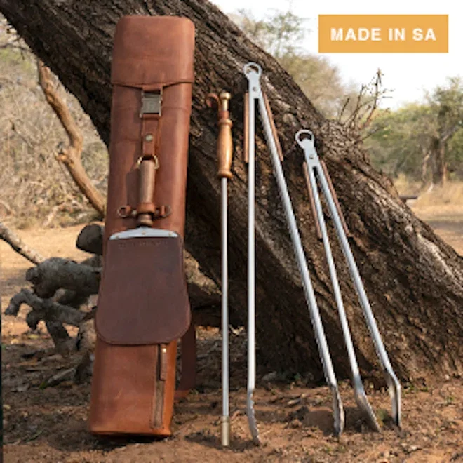 Donkey Long Tong Jack Sack Leather Carry Bag Braai Set