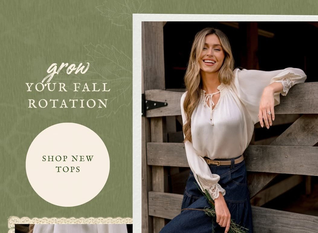 "Grow your fall rotation. Shop new tops."