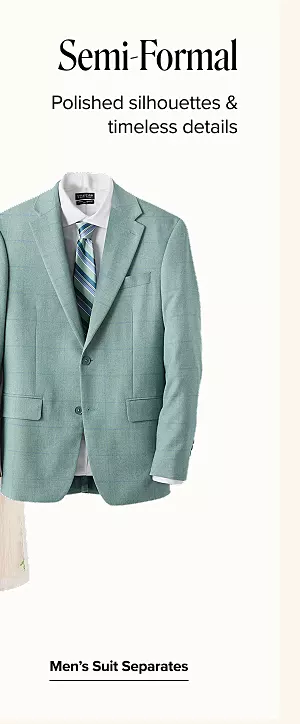 Semi-formal. Polished silhouettes & timeless details. The top half of a mens suit. Mens suit separates.