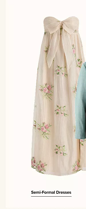 A cream and floral dress. Semi-formal dresses.