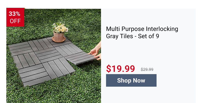 Multi Purpose Interlocking Gray Tiles - Set of 9