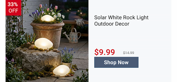 Solar White Rock Light Outdoor Decor