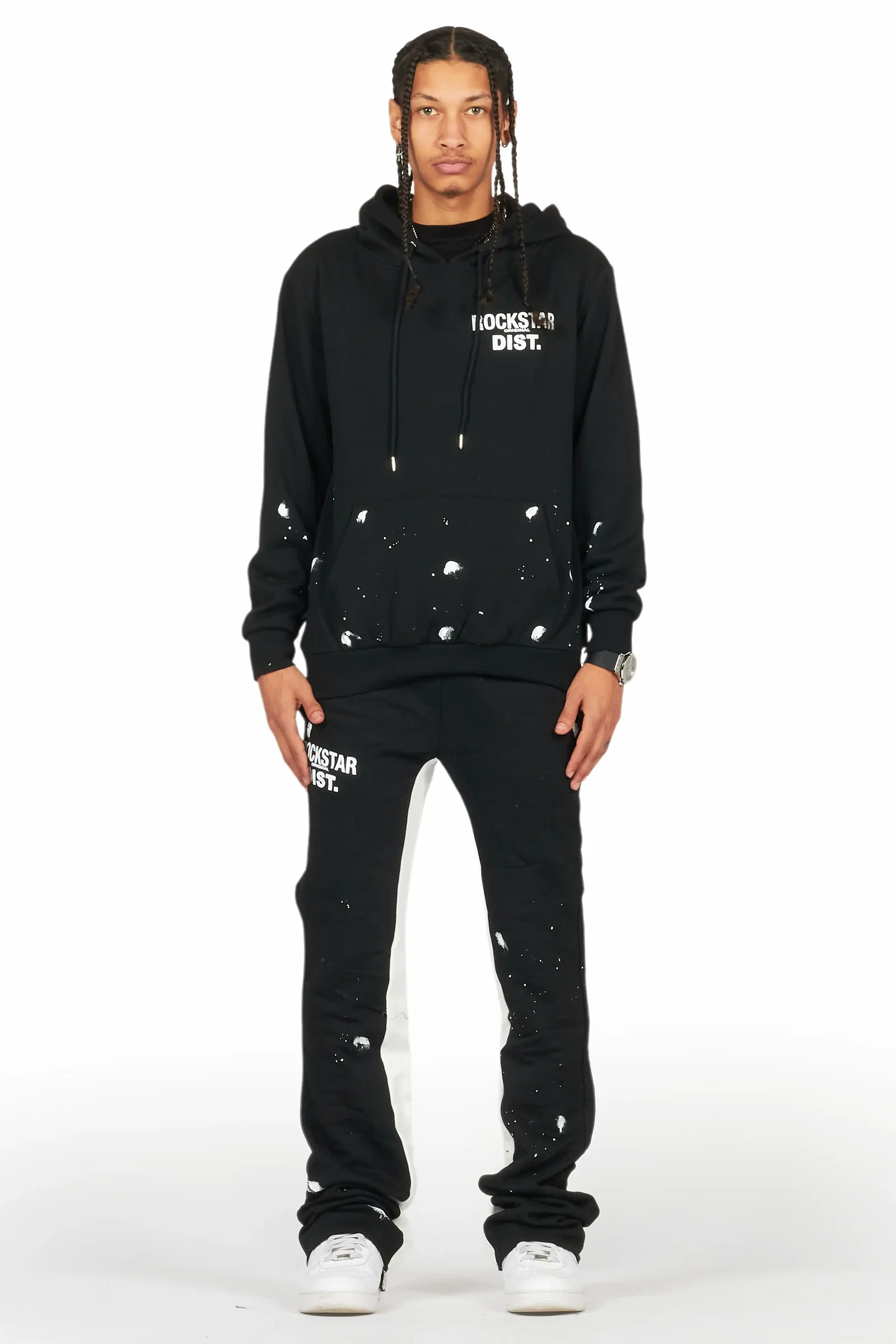 Image of Raffer Black/White Hoodie Baggy Fit Pant Track Set