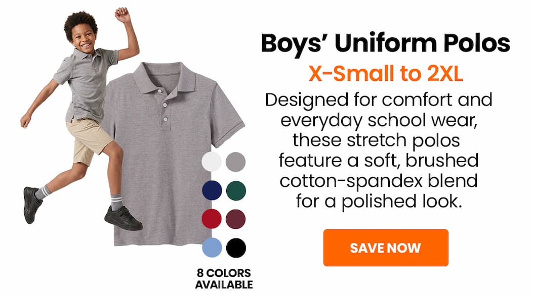 Save on boys' uniform polos.