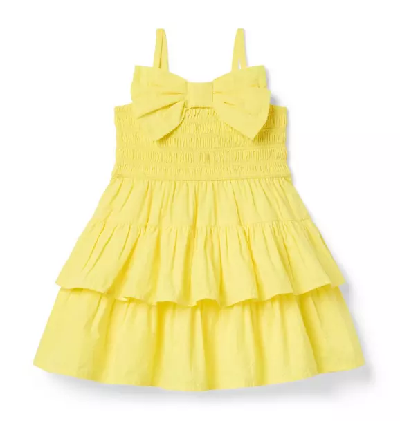 Image of Seersucker Bow Smocked Dress