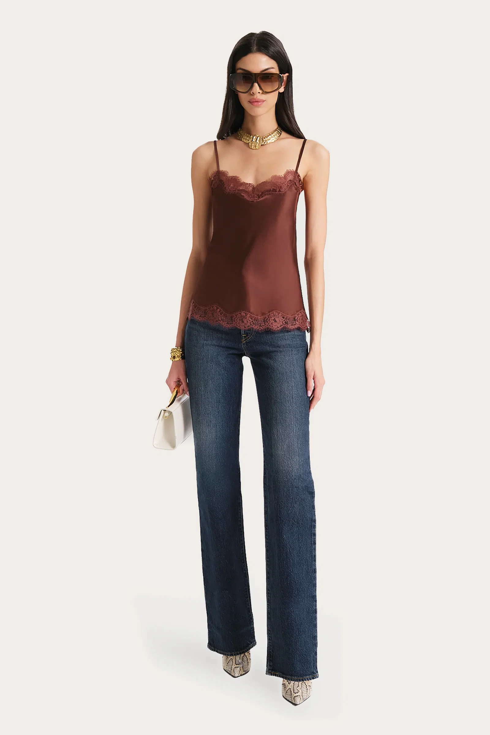 Image of Brooke Silk Charmeuse Lace Trim Cami