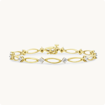 Marquise-Shape Diamond Link Bracelet in 10k Yellow Gold