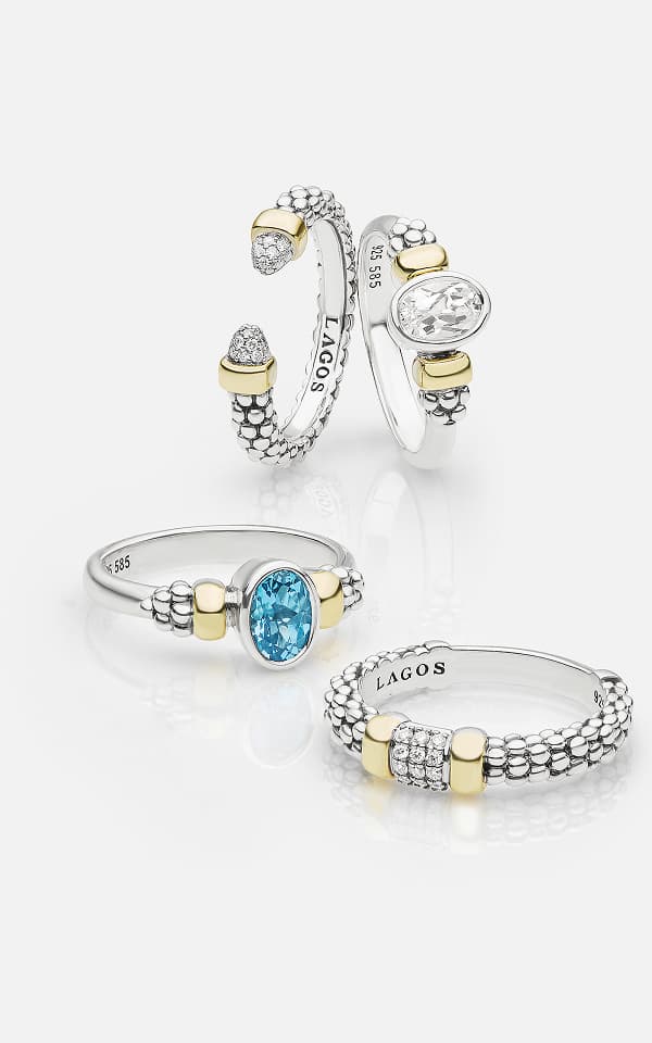 New LAGOS rings with diamonds and gemstones