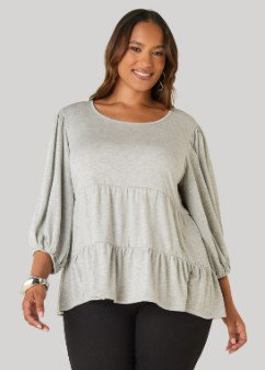 Marled French Terry Babydoll Top