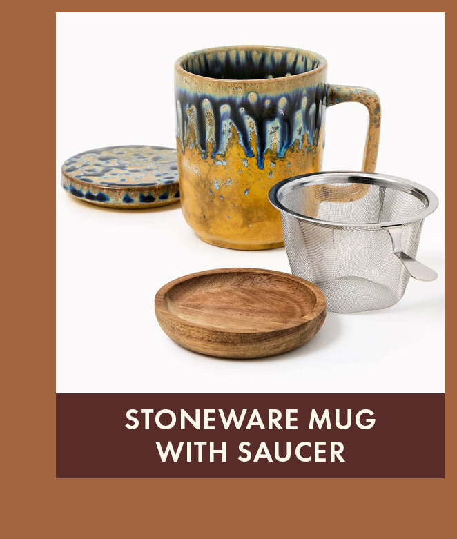 Stoneware Mug with Saucer