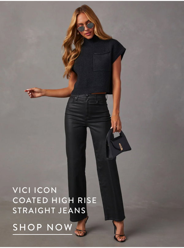 Shop The VICI Icon Coated High Rise Straight Jeans