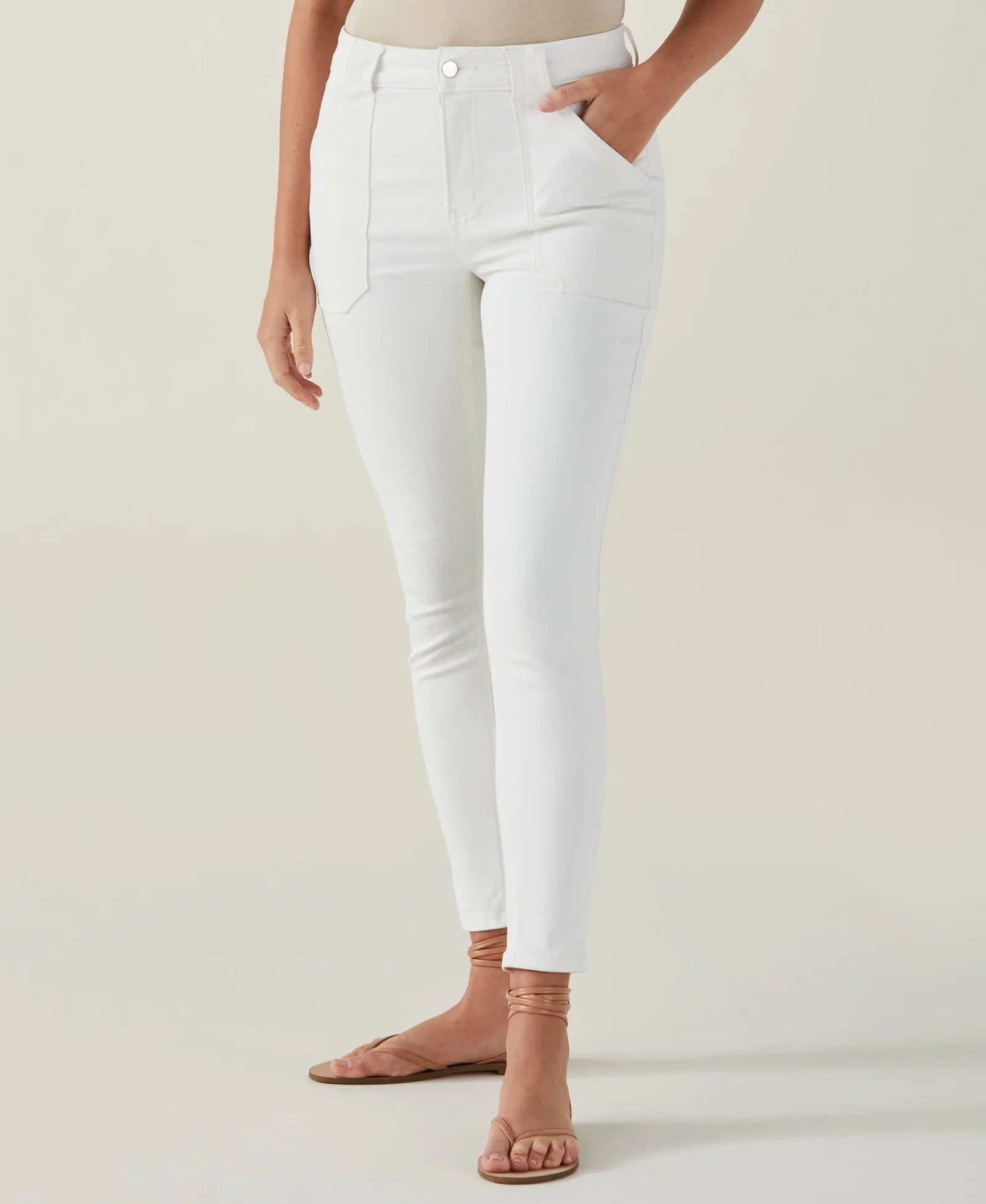 Image of Slim Leg Cargo Denim Pant