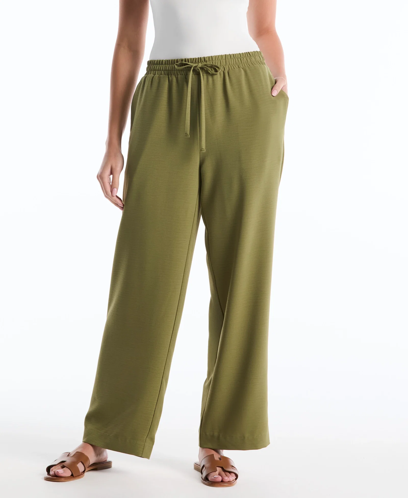 Image of Drawstring Wide Leg Pant