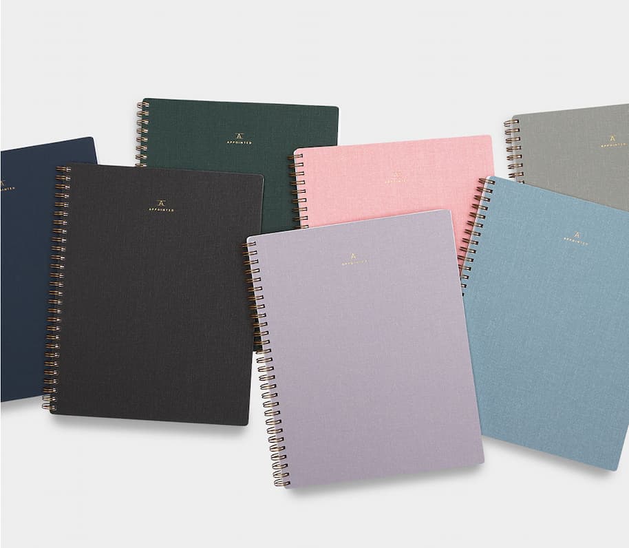 The Notebook in 8 signature colors and 3 interiors.