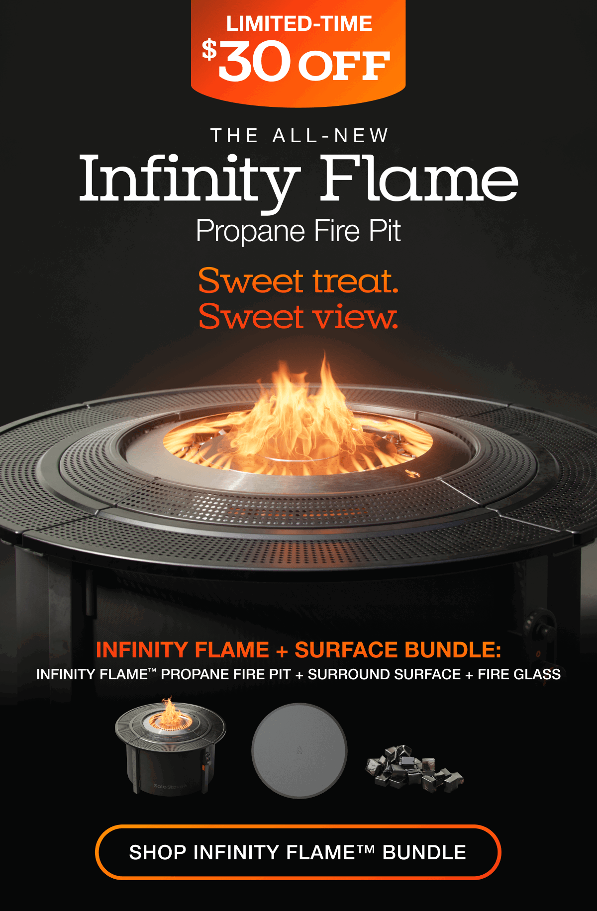 Infinity Flame Propane Fire Pit + Surround Surface