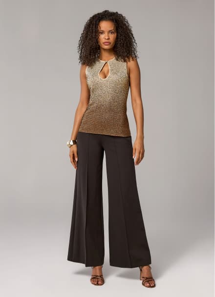 Rhinestone Ombre Keyhole Sleeveless Sweater Top