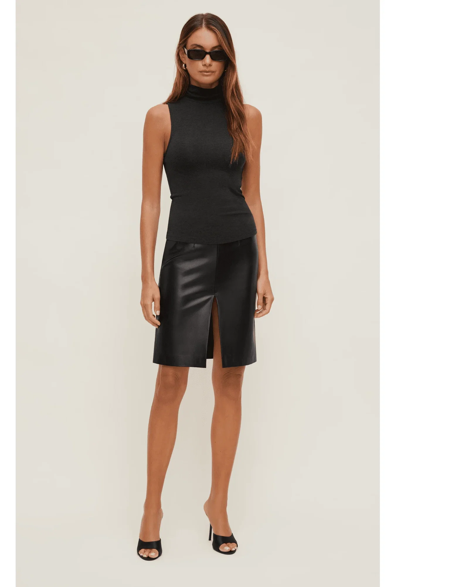 Faux Leather Midi Skirt