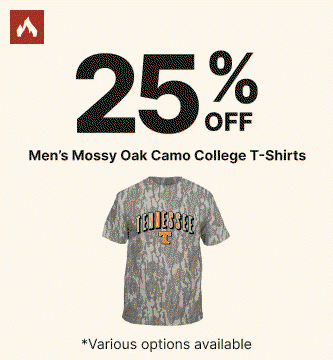 25% Off Men's Mossy Oak Camo College T-Shirts