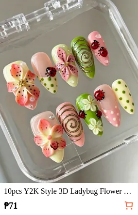 10pcs Y2K Style 3D Ladybug Flower...