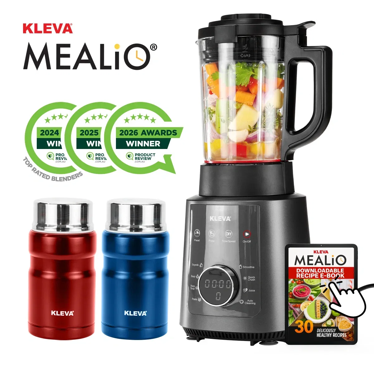 Image of Mealio® Hot & Cold Blender - Professional Soup Maker & Smoothie Blender in 1 + FREE 2 Soup Flasks + Recipe E-Book
