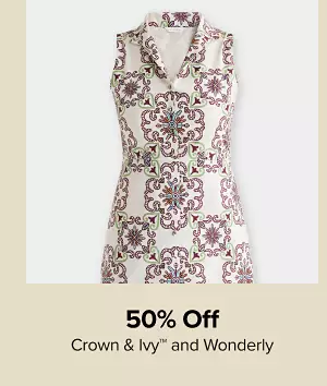 50% off Crown and Ivy and Wonderly. Shop now. A woman dress.