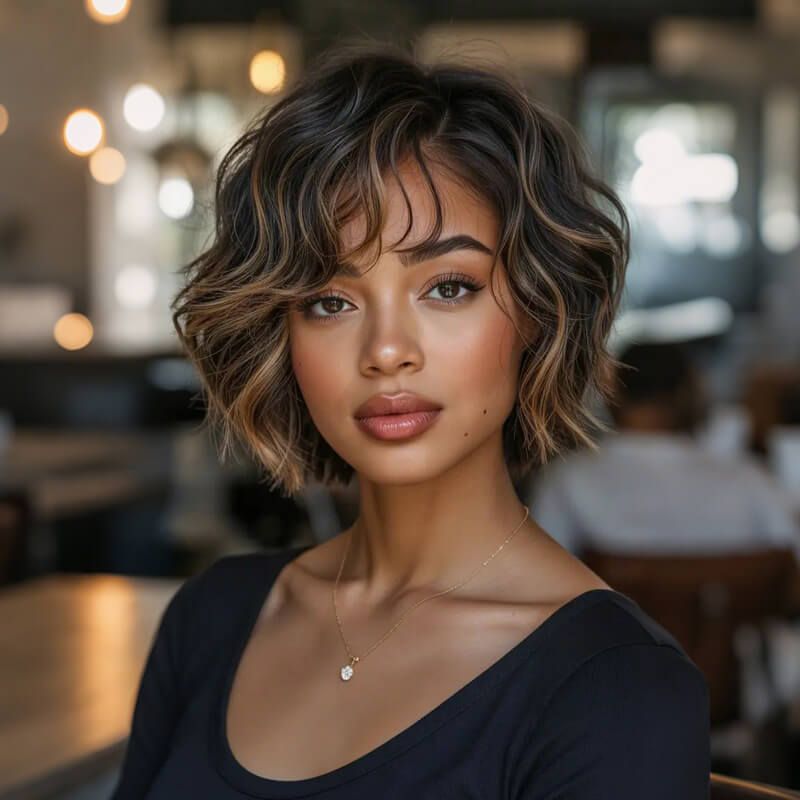 Short Curly Wig Pixie Cut Bob Wigs with Side Part Lace Front Human Hair Wigs