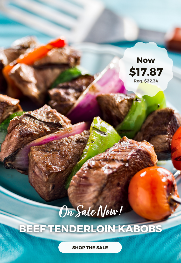 Kabobs on plate, 20% off this week