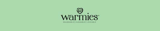 Warmies logo on green. Shop Warmies.