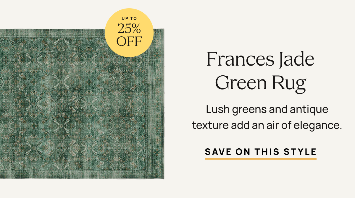 Frances Jade Green Rug  | Save On This Style