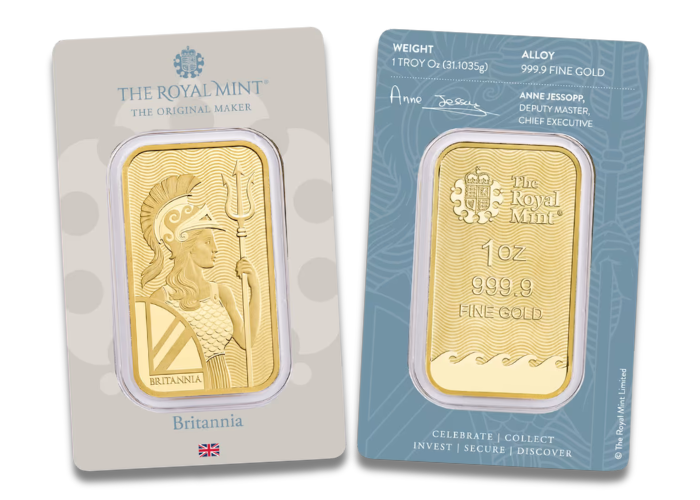 1 oz British Gold Britannia Bar (New w/ Assay)