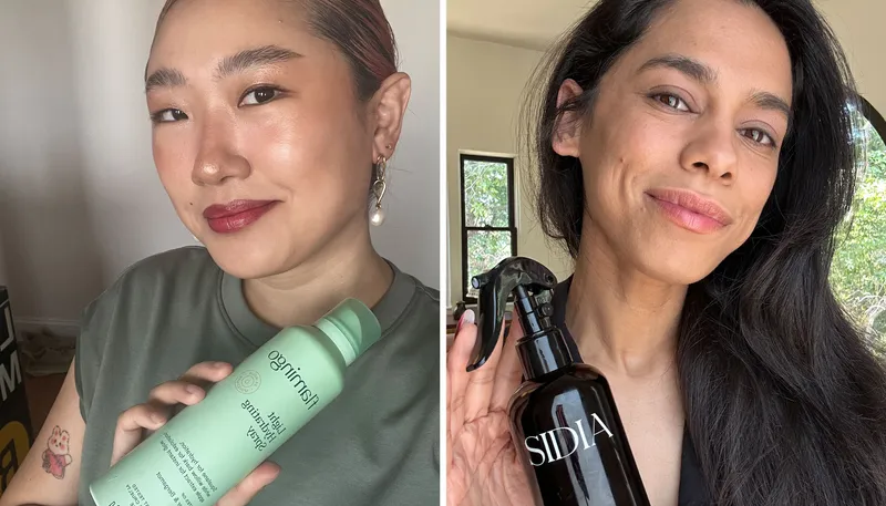 Allure editors holding their favorite body spray moisturizers