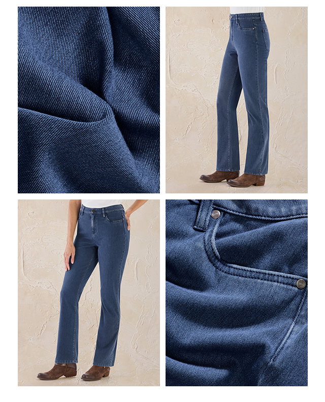 LightTouch Knit Denim Straight-Leg Jeans grid
