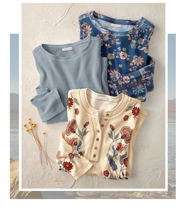 Forever Indigo Tops collage