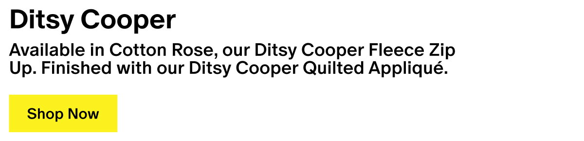 Ditsy Cooper - Available in Cotton Rose, our Ditsy Cooper Fleece Zip Up. Finished with our Ditsy Cooper Quilted Appliqué.
