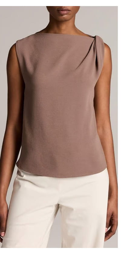 Drape Shoulder Top In Taupe Haze