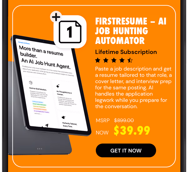 FirstResume - AI Job Hunting Automator: Lifetime Subscription