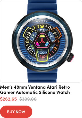 NB-6125-05  Men's 48mm Ventana Atari Retro Gamer Automatic Rubber Strap Watch  $262.65
