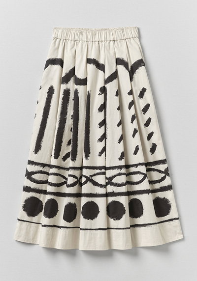 Harvest Print Cotton Linen Poplin Skirt