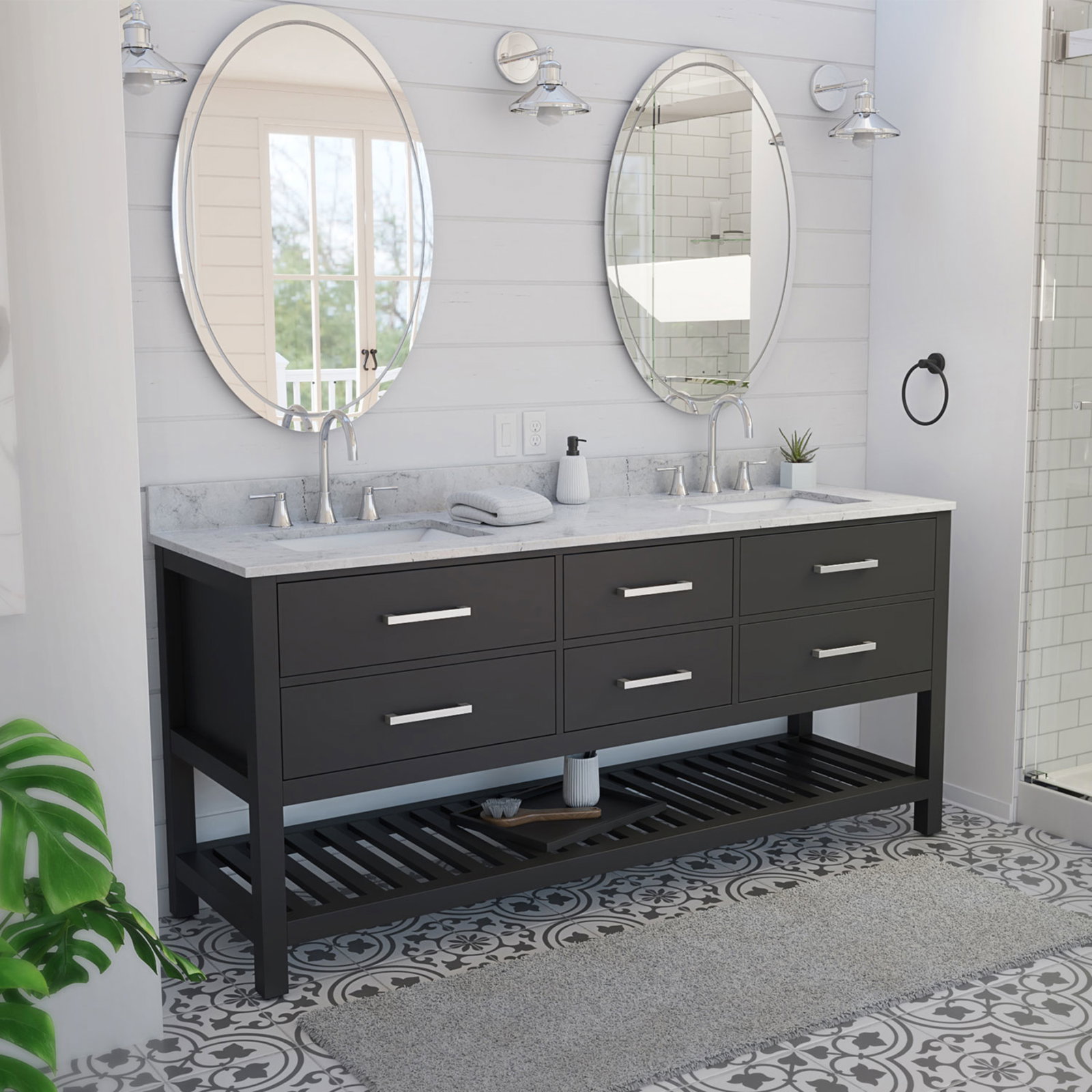 Image of DreamLine Valencia Double Rectangular Sink Oak Vanity
